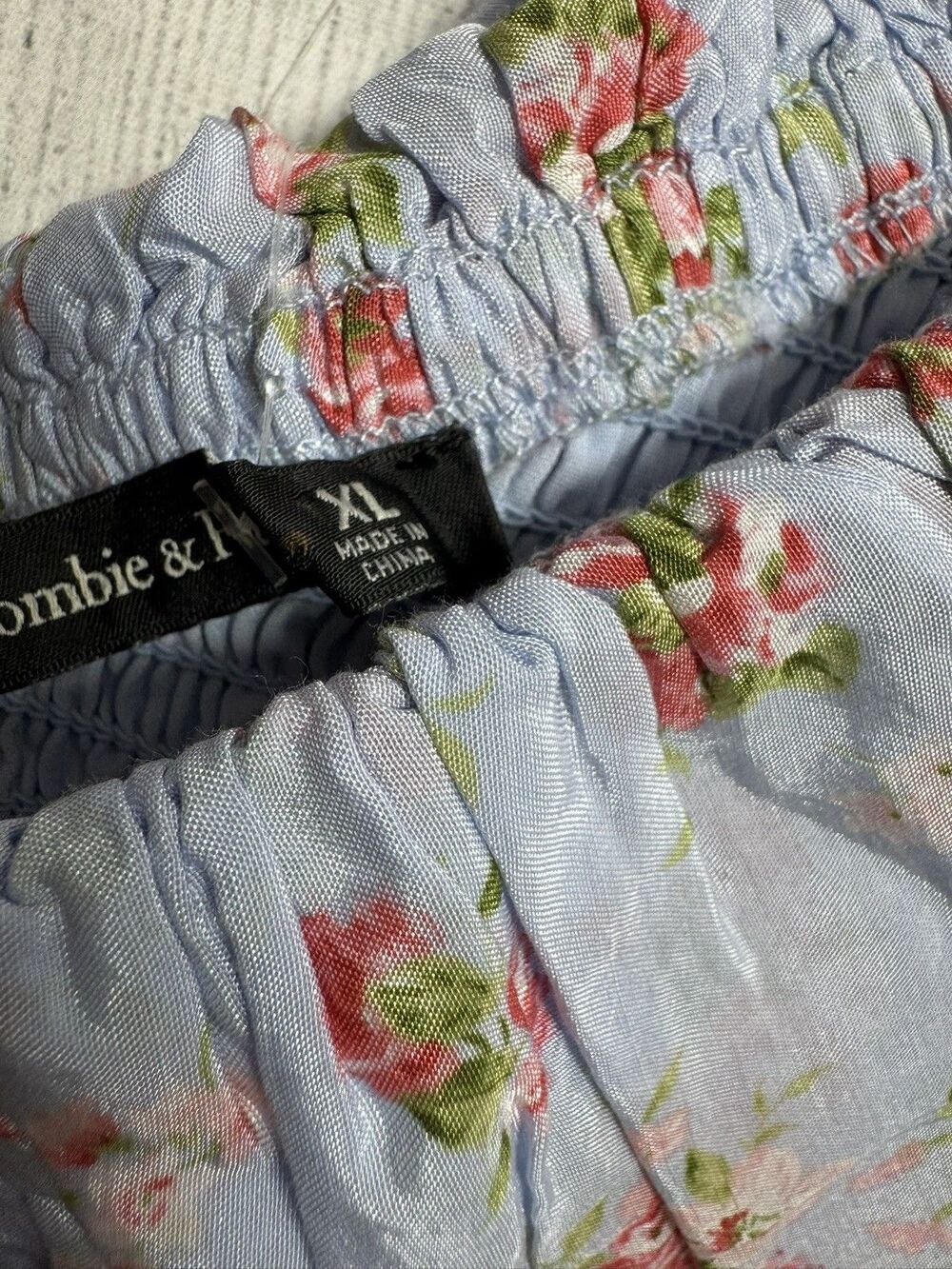 Abercrombie & Fitch Asymmetrical Ruffle 1 Shoulder Top Light Blue Floral Xl - Picture 4 of 5